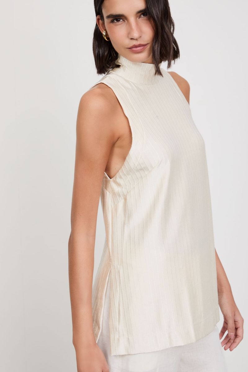 Blusa Túnica Sem Manga Com Gola Alta