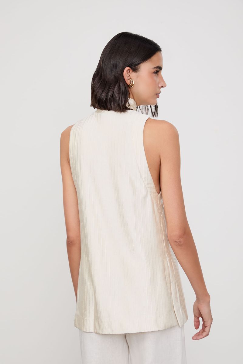 Blusa Túnica Sem Manga Com Gola Alta
