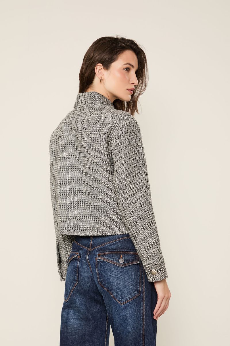 Jaqueta Tweed Preto e Branco