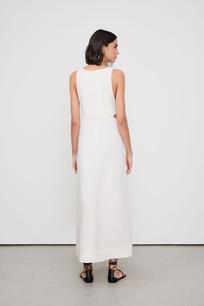 Vestido Midi Off White Recortes
