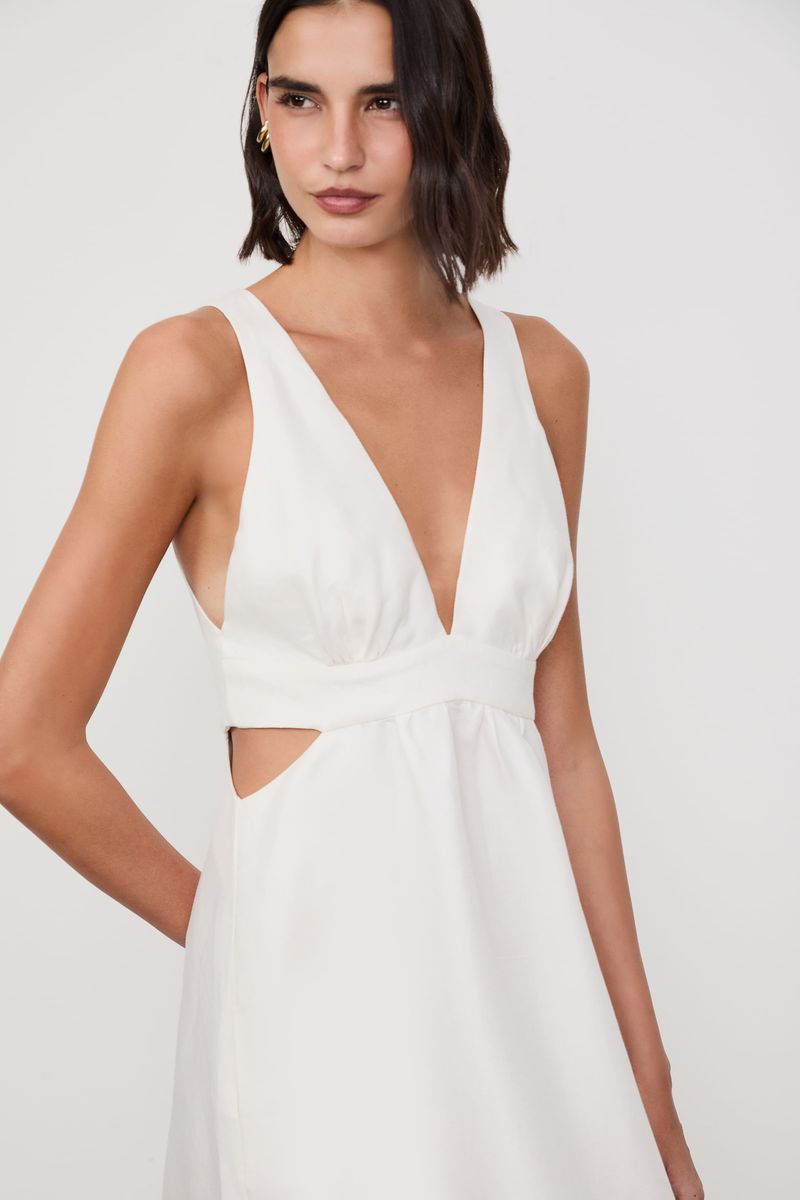 Vestido Midi Off White Recortes