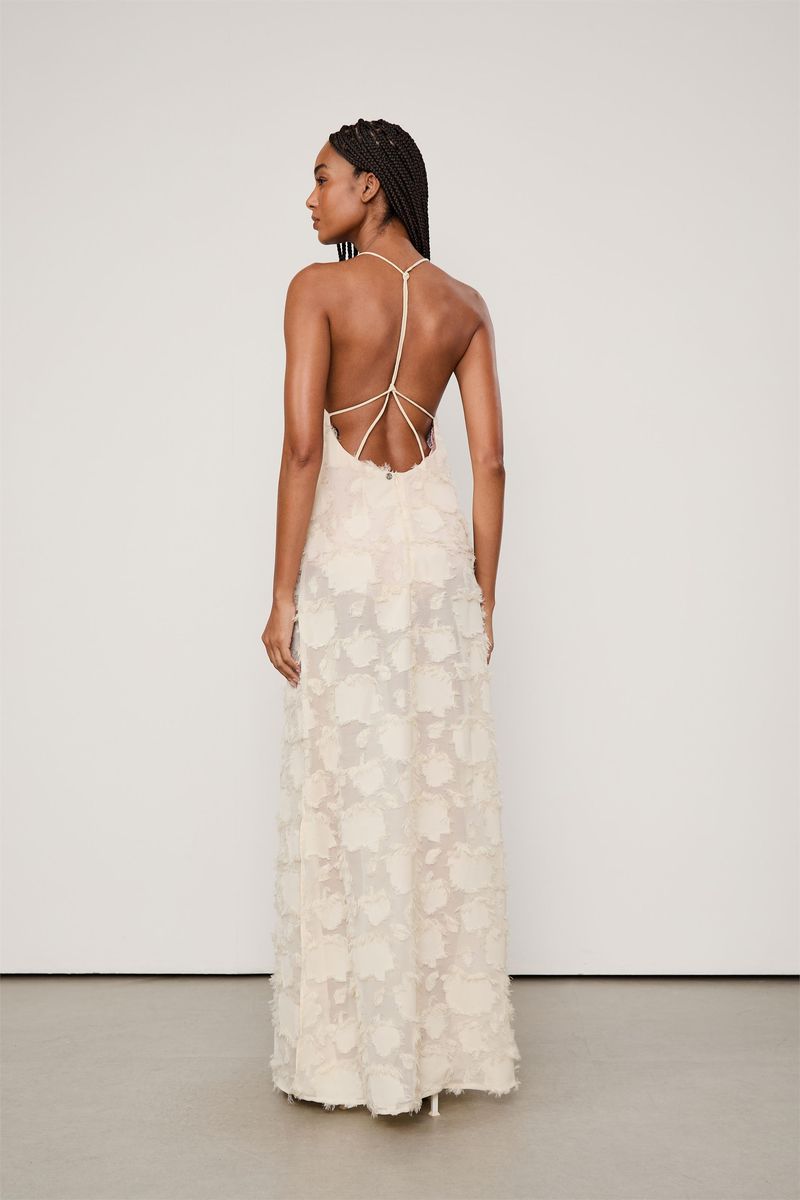 Vestido Fluido Transparencia Jacquard