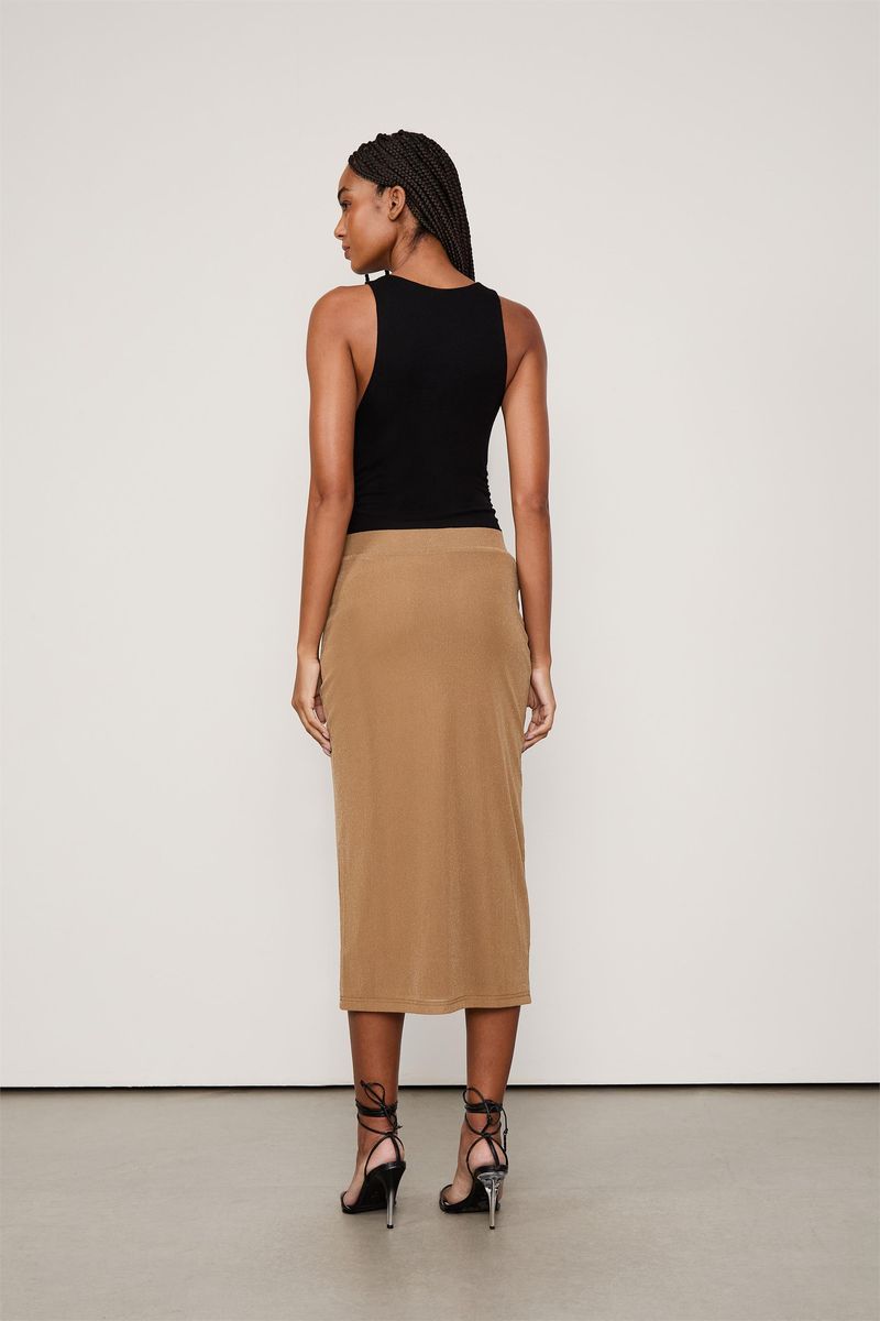 Saia De Tule Com Glitter Midi