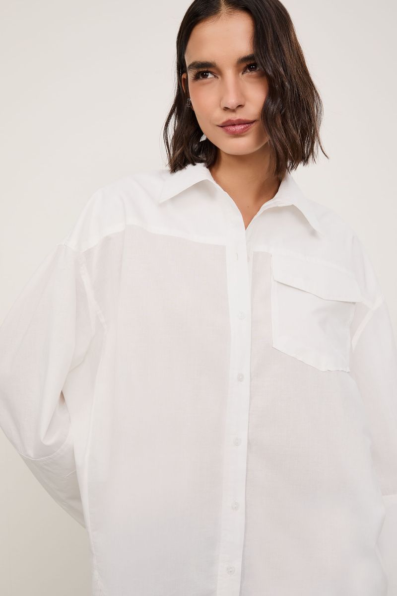 Camisa De Voil Com Bolso