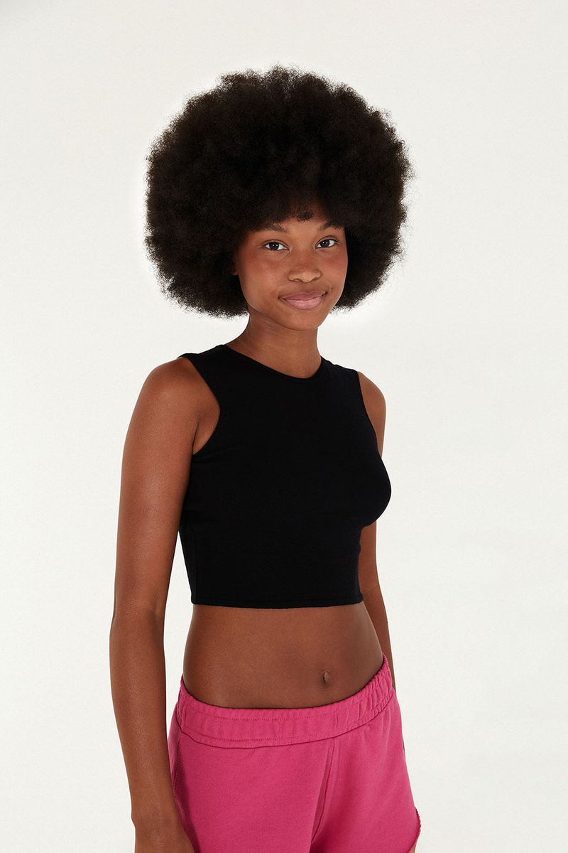 Top Tricot Nadador Preto