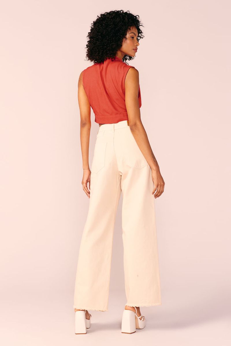 CROPPED LINHO GOLA PADRE -TERRACOTA