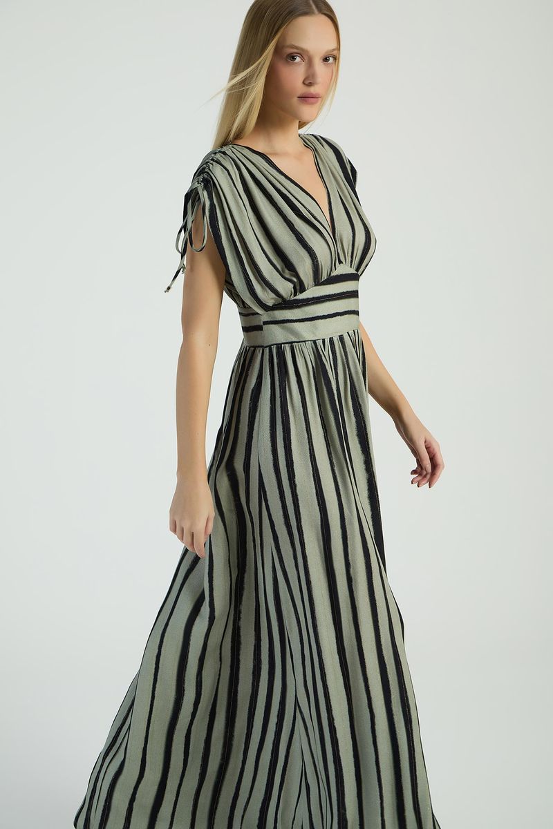 VESTIDO LONGO - ESTAMPA LISTRADO WILD