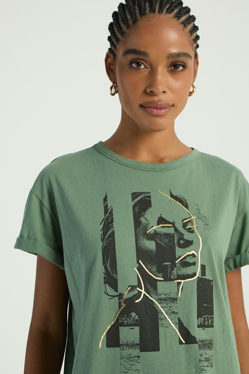 T-SHIRT SILK CRISTO GOLD - OLIVA