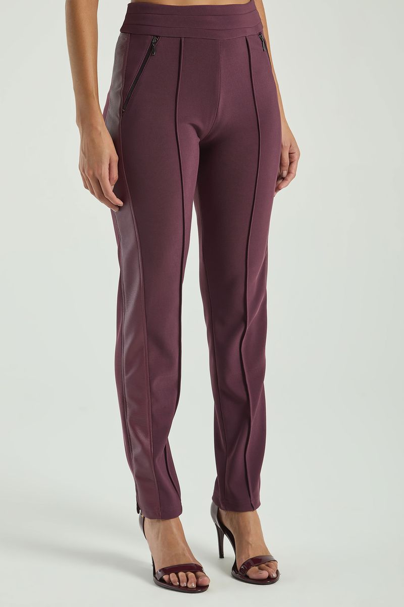 CALÇA MIX COURO - VINHO