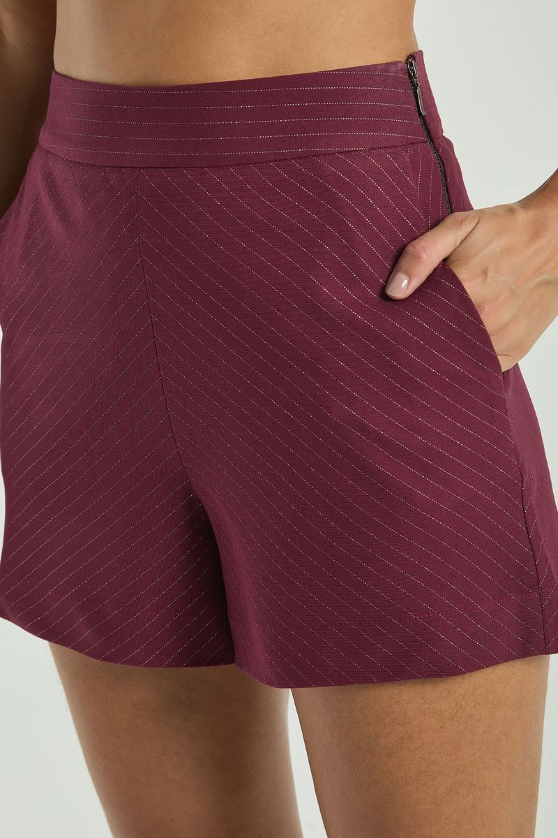 SHORT BÁSICO C/ LUREX-VINHO / PRATA