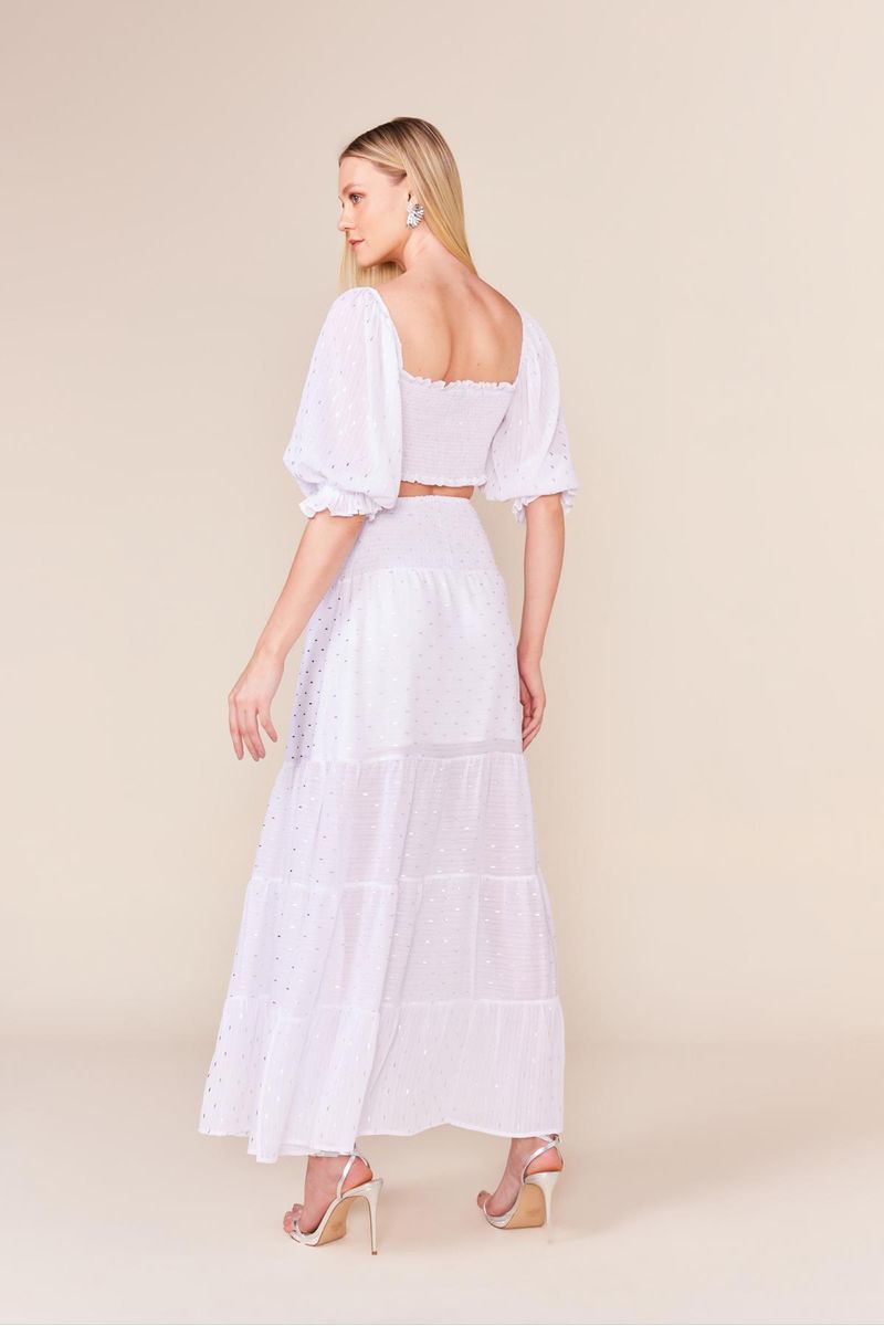 SAIA CHIFFON C/ LUREX - BRANCO