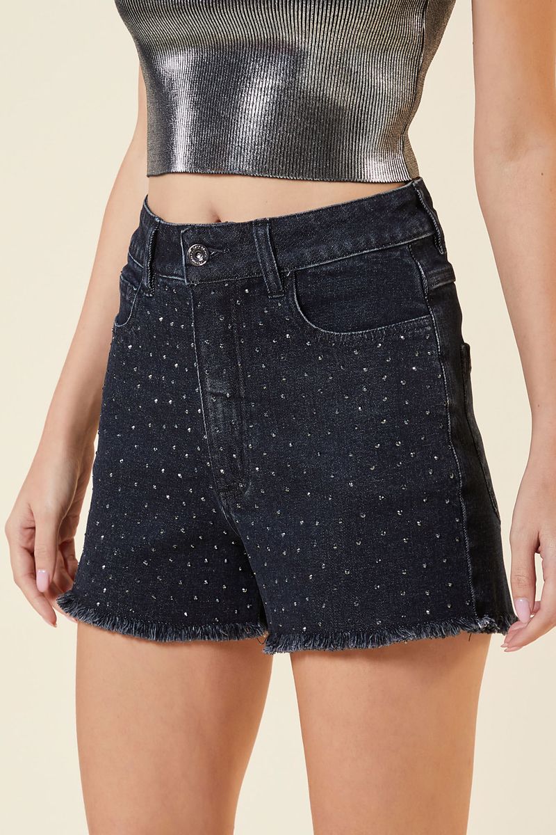 SHORT BLACK JEANS BRILHO PRETO