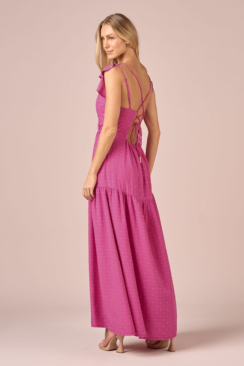 VESTIDO LONGO BABADO-ROSA