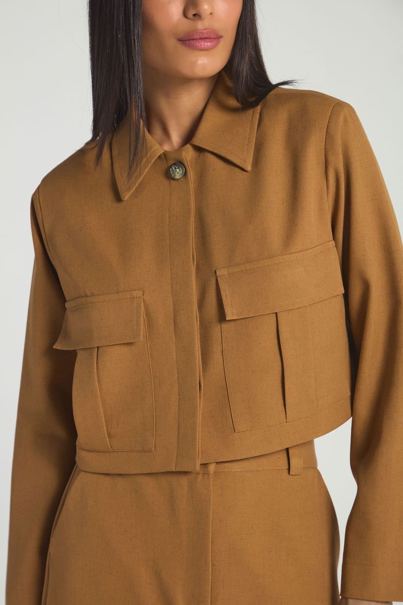JAQUETA CROPPED - CARAMELO