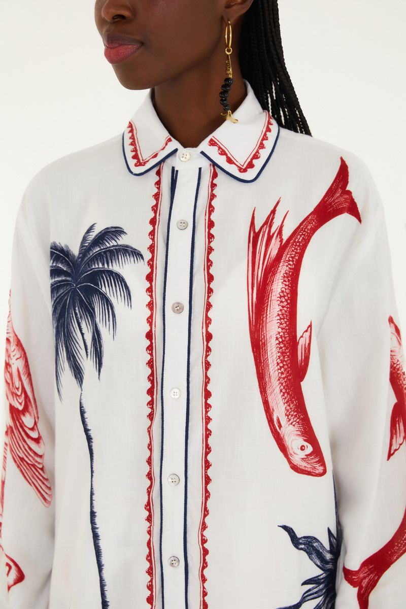 Camisa Estampada Tropical Vintage