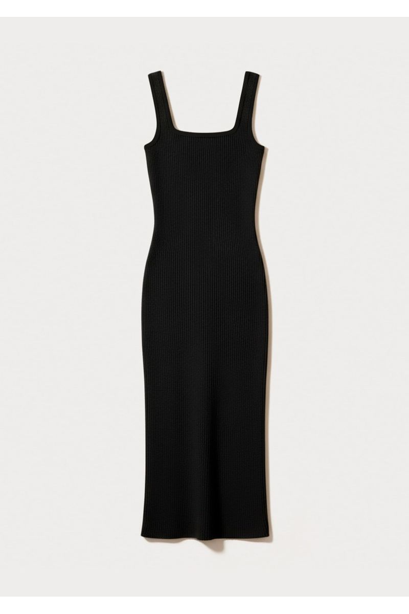 Vestido Midi Em Ribana Canelada
