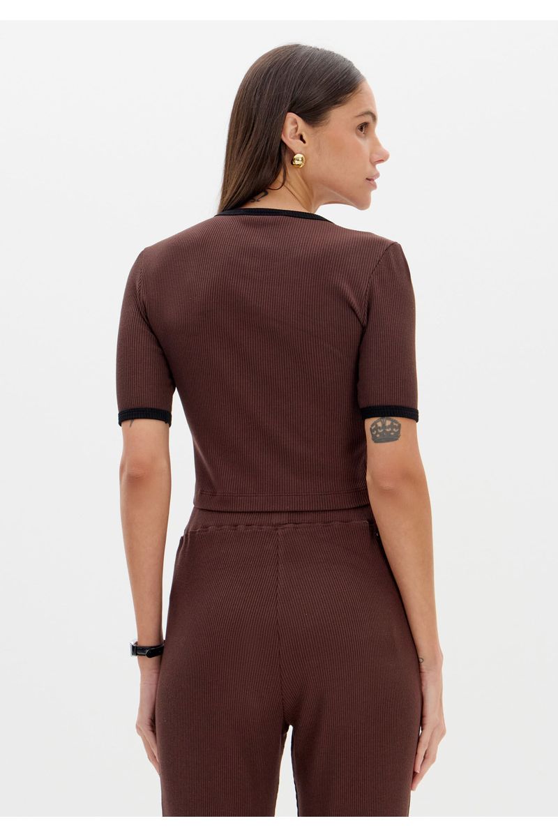 Blusa Cropped Baby Look Canelada