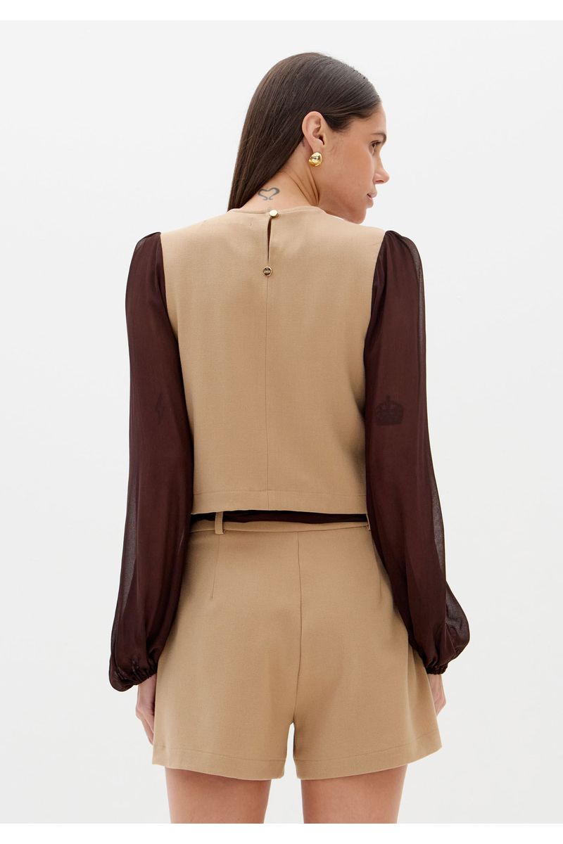 Blusa Com Manga Longa Chiffon