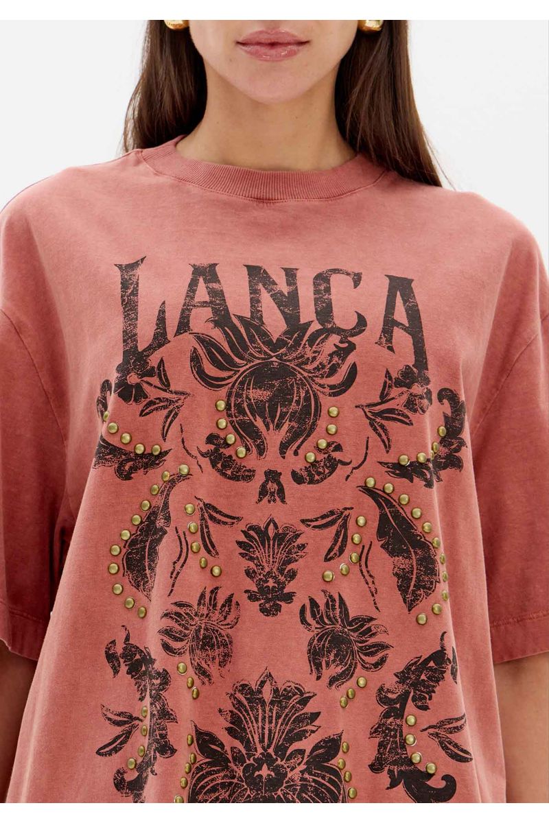 T-shirt Manga Curta Com Aplicações