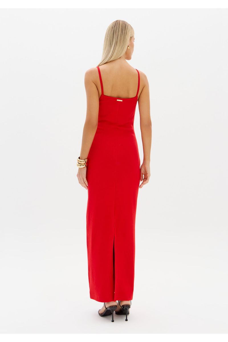 Vestido Super Midi Alças Com Metal