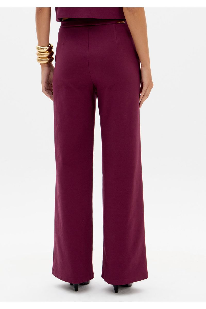 Calça Wide Leg Com Cintura Média