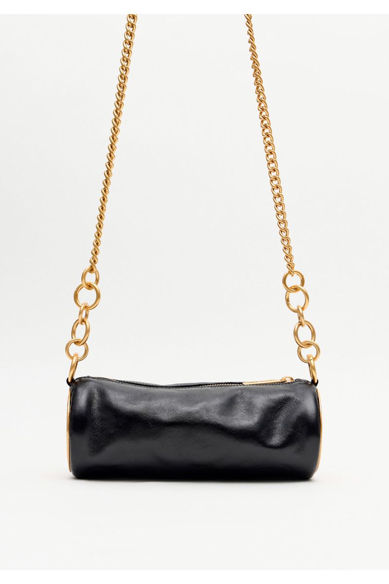 Bolsa Shoulder Couro Com Placa De Metal