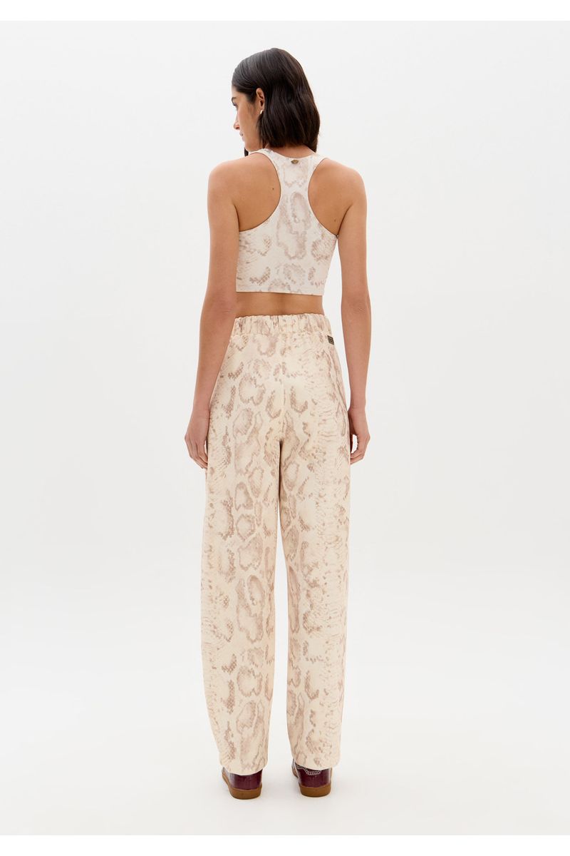 Calça Balloon Estampada Cintura Alta