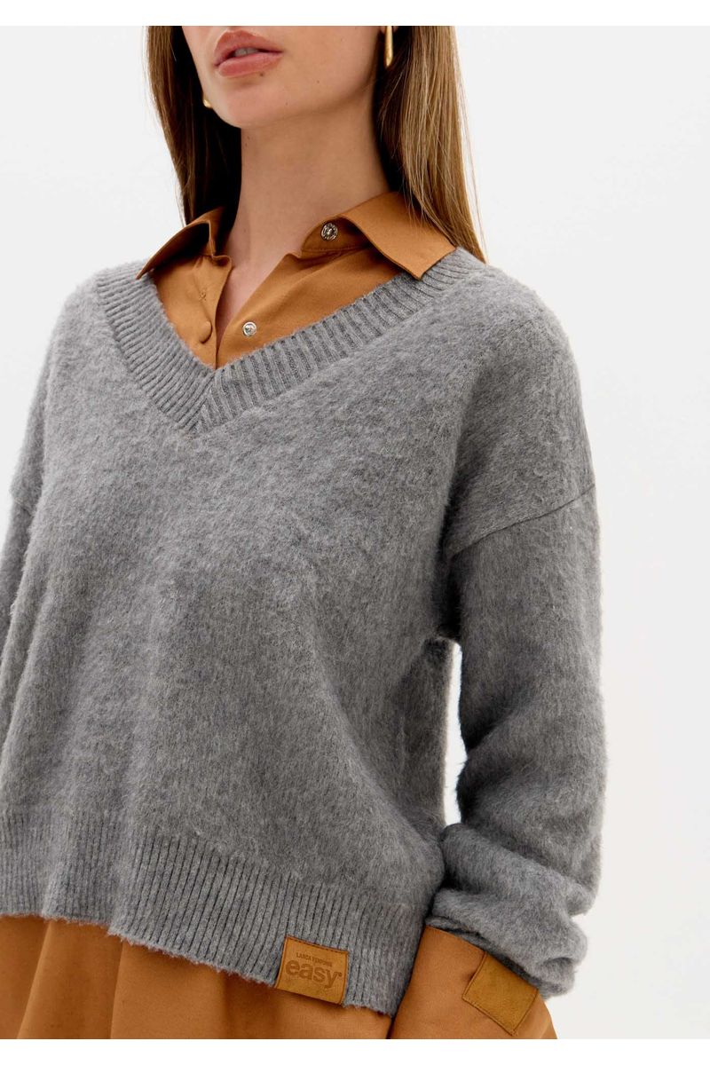 Blusa Tricô Com Decote V