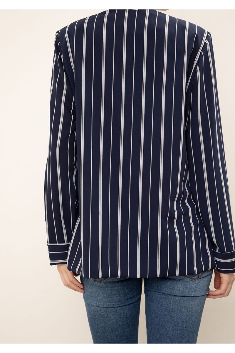 Blazer Iódice Solto Manga Longa Padrão Azul