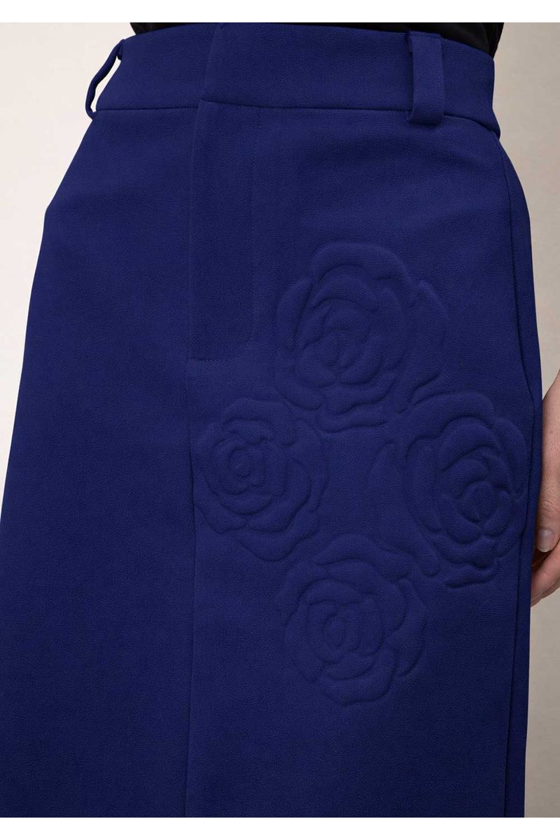 Saia Iódice Reta Alta Midi Azul