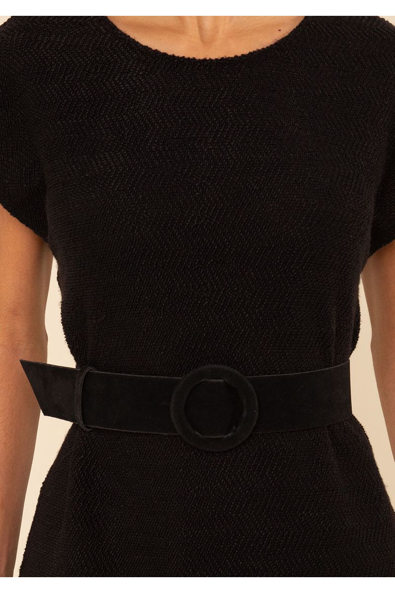 Blusa Morena Rosa Solta Decote V Manga Curta Padrão Preto