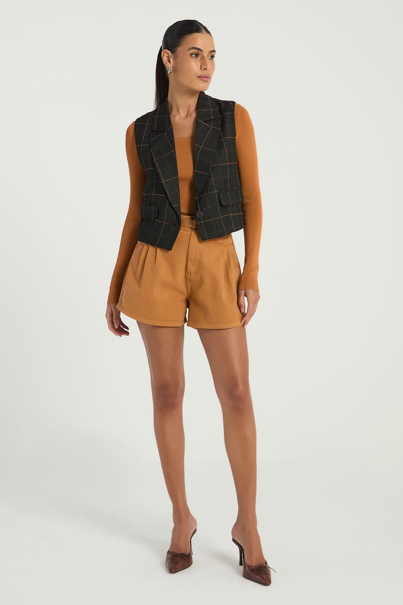 SHORT SARJA COM CINTO - CARAMELO