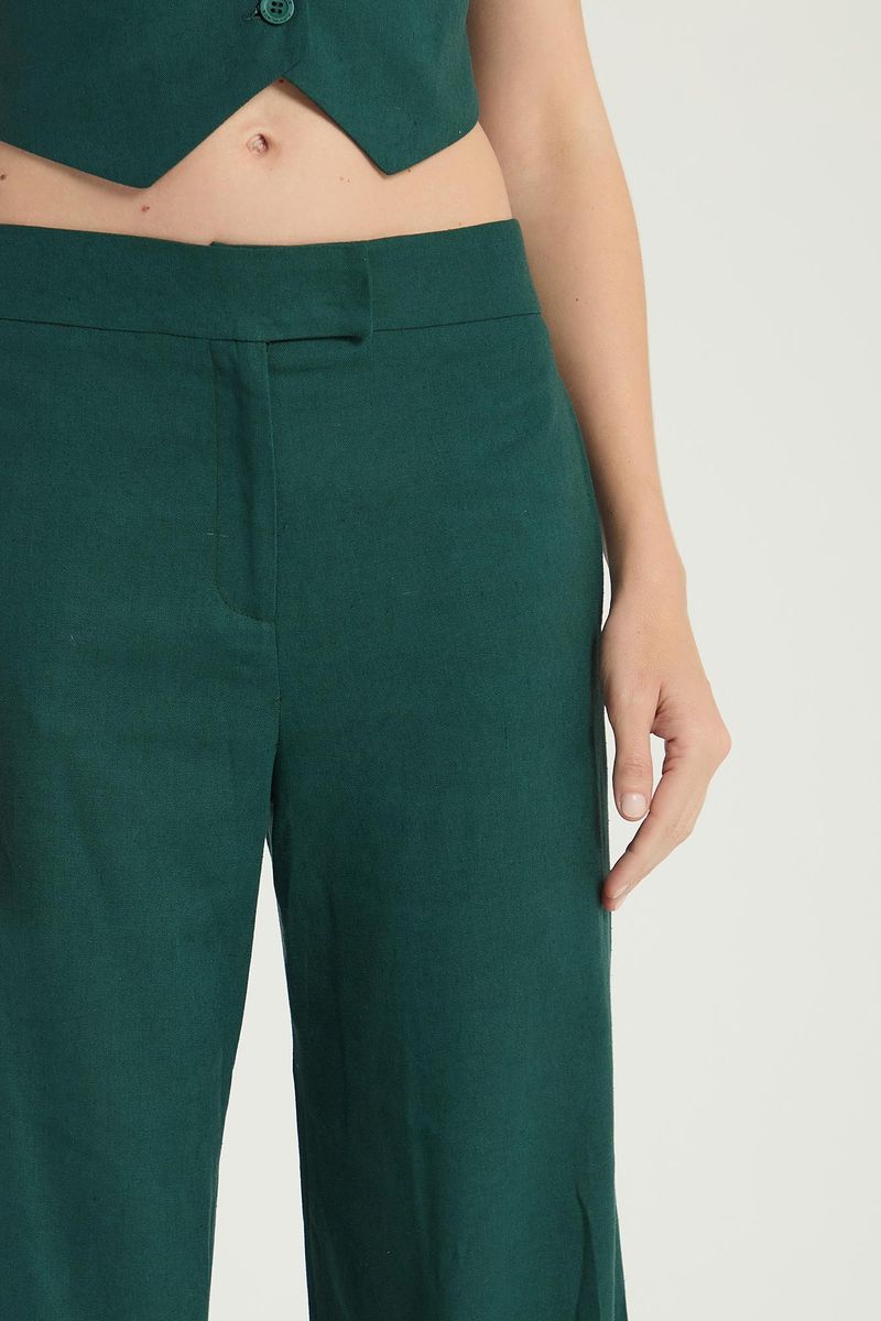CALÇA RETA EM LINHO - FLORESTA