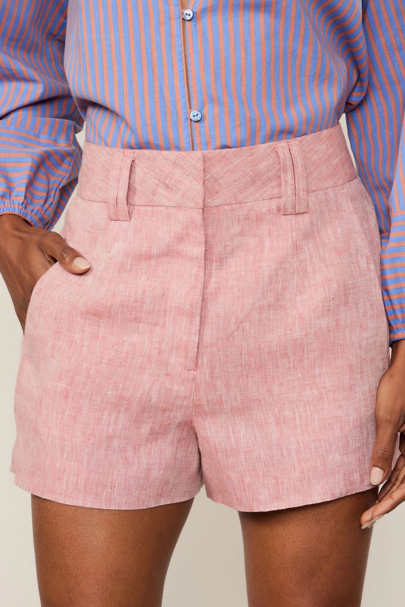 Short De Linho Rose
