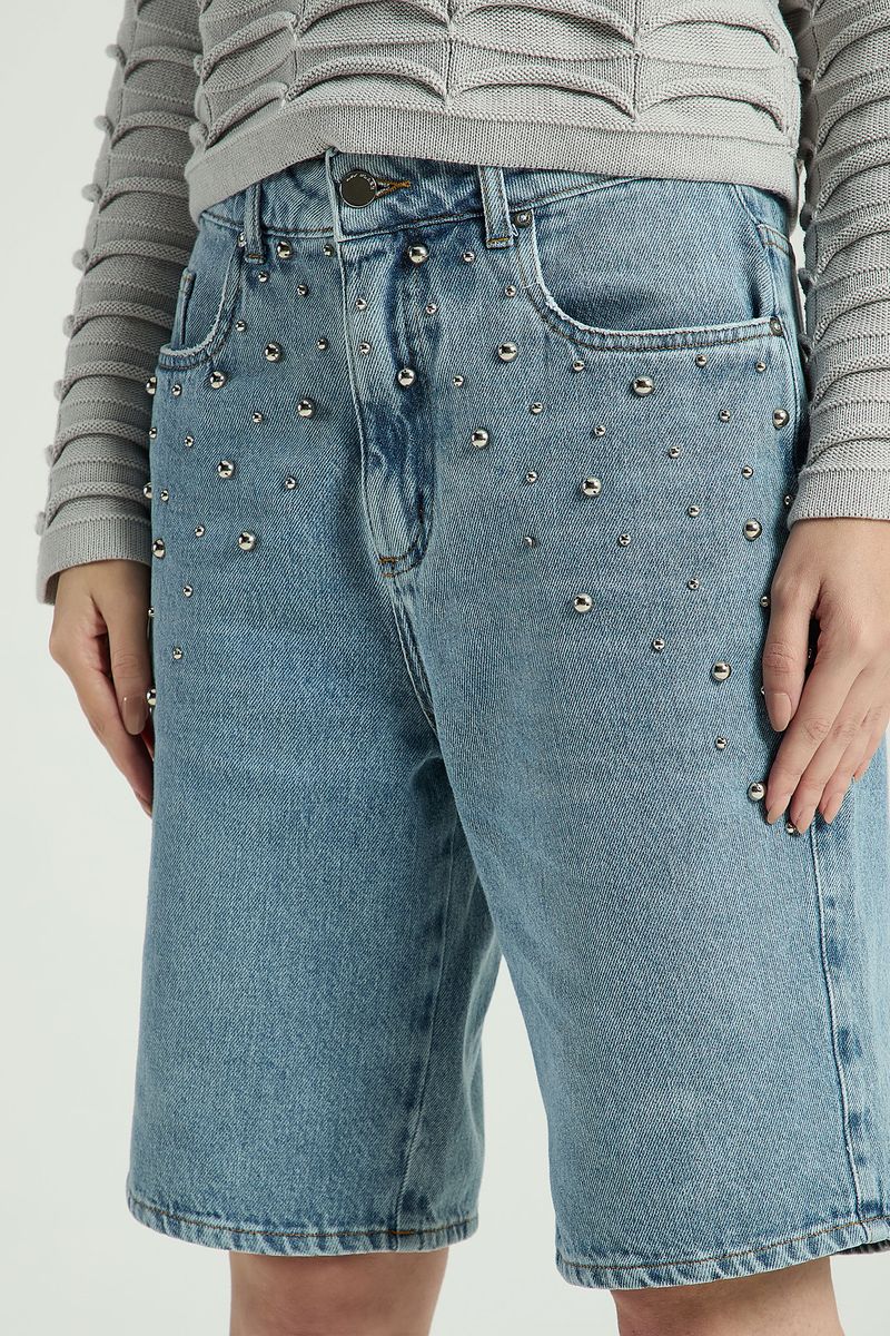BERMUDA JEANS BORDADA-JEANS
