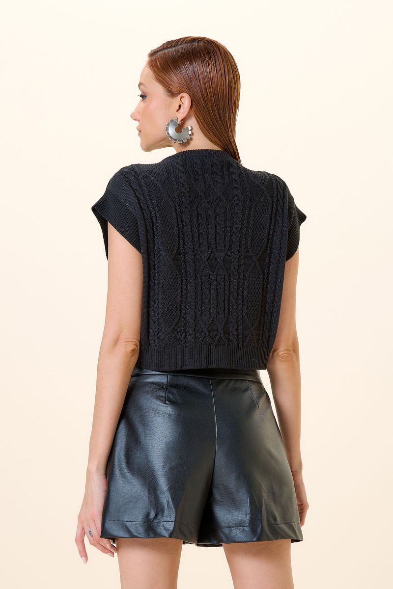 CROPPED STRASS TRICOT PRETO