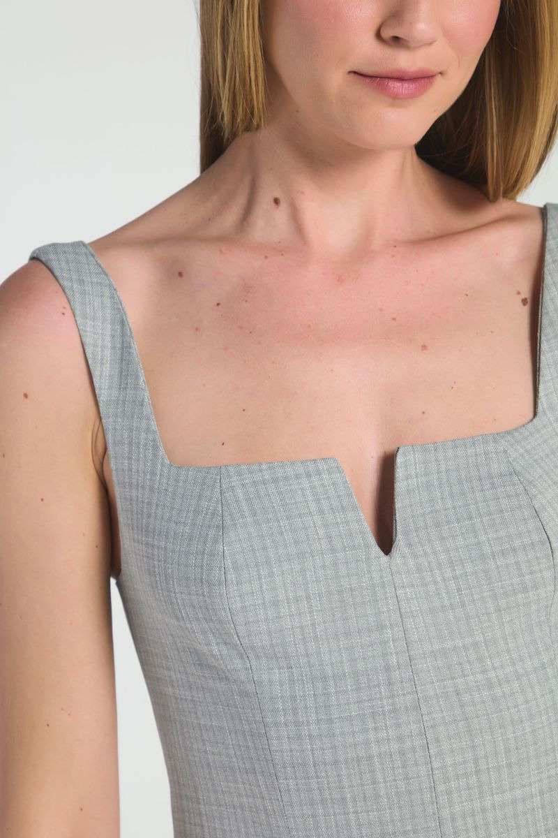 BLUSA CORPETE MINI XADREZ - CINZA CLARO