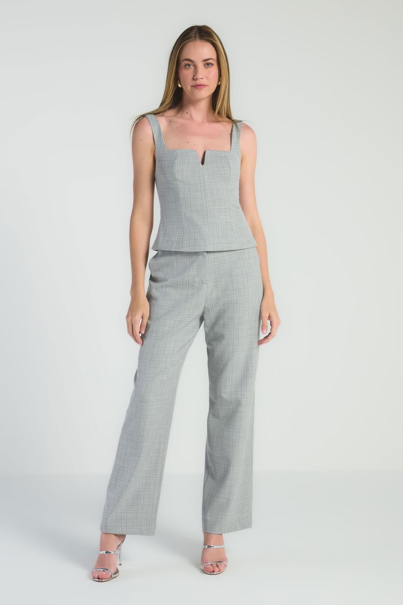 BLUSA CORPETE MINI XADREZ - CINZA CLARO