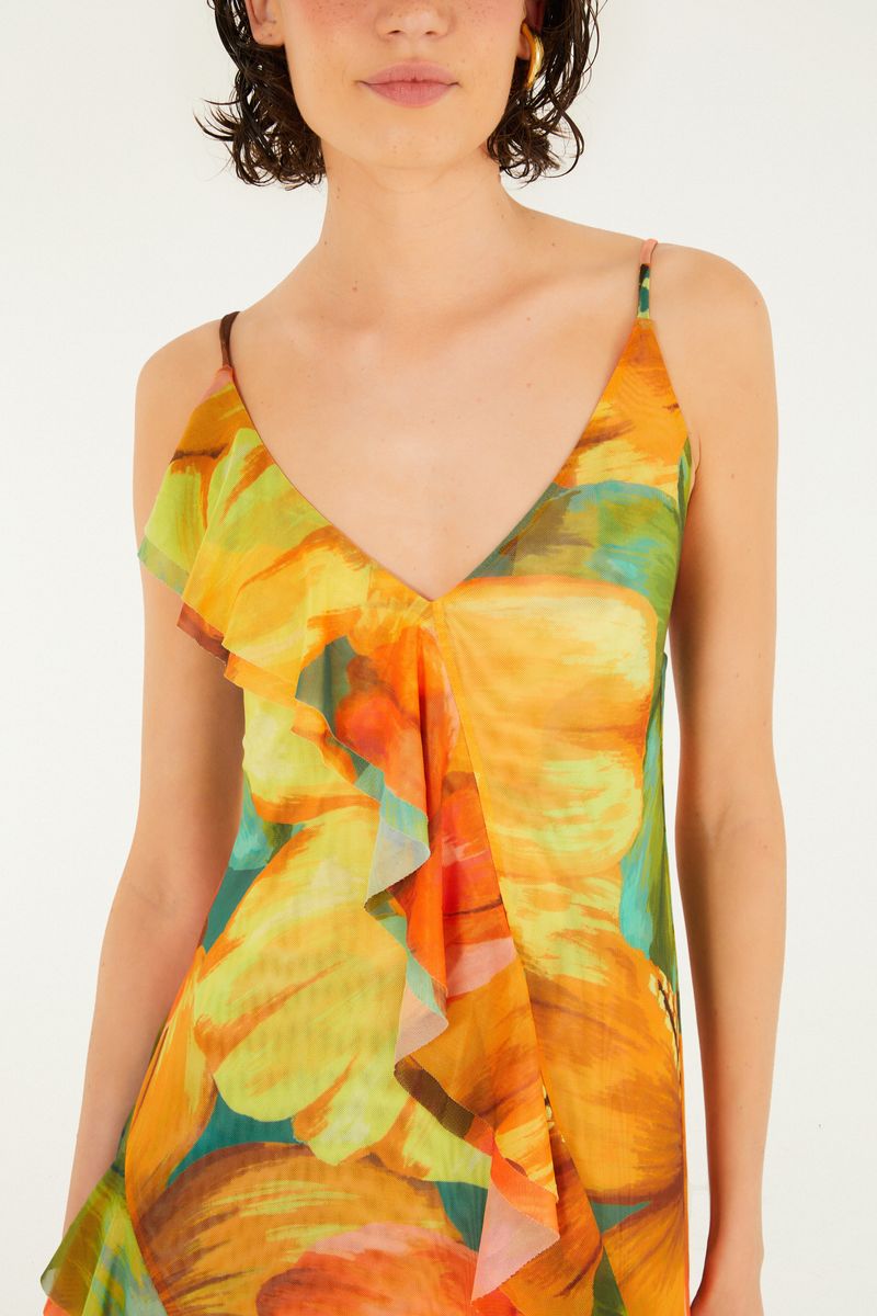 Vestido Tule Estampado Thalia