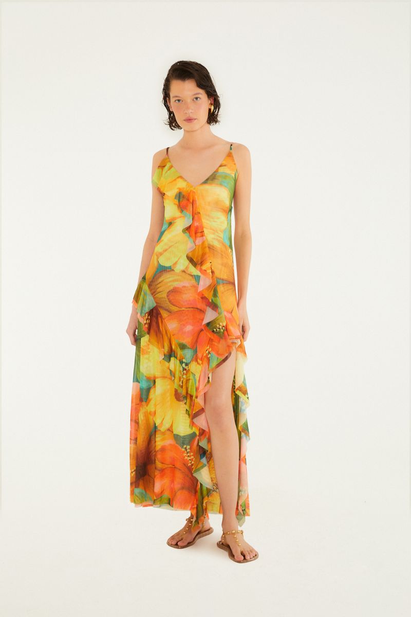 Vestido Tule Estampado Thalia