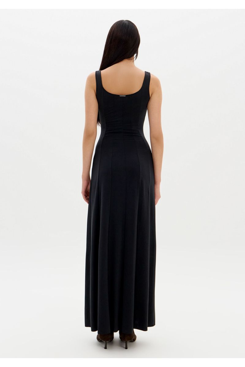 Vestido Super Midi Alças Com Nesgas