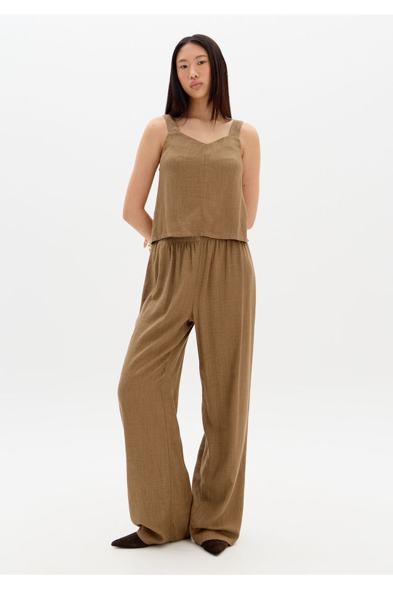 Blusa Alça Larga Com Linho