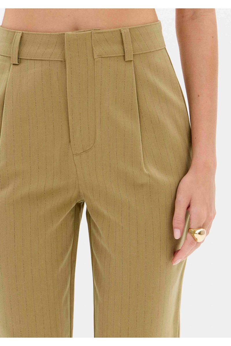 Calça Full Length Cintura Média Risca de Giz