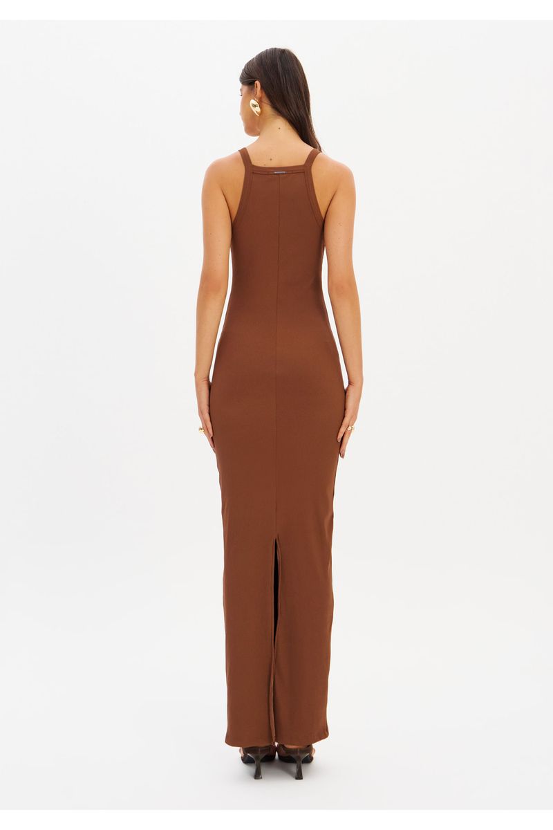 Vestido Super Midi De Alças Canelado