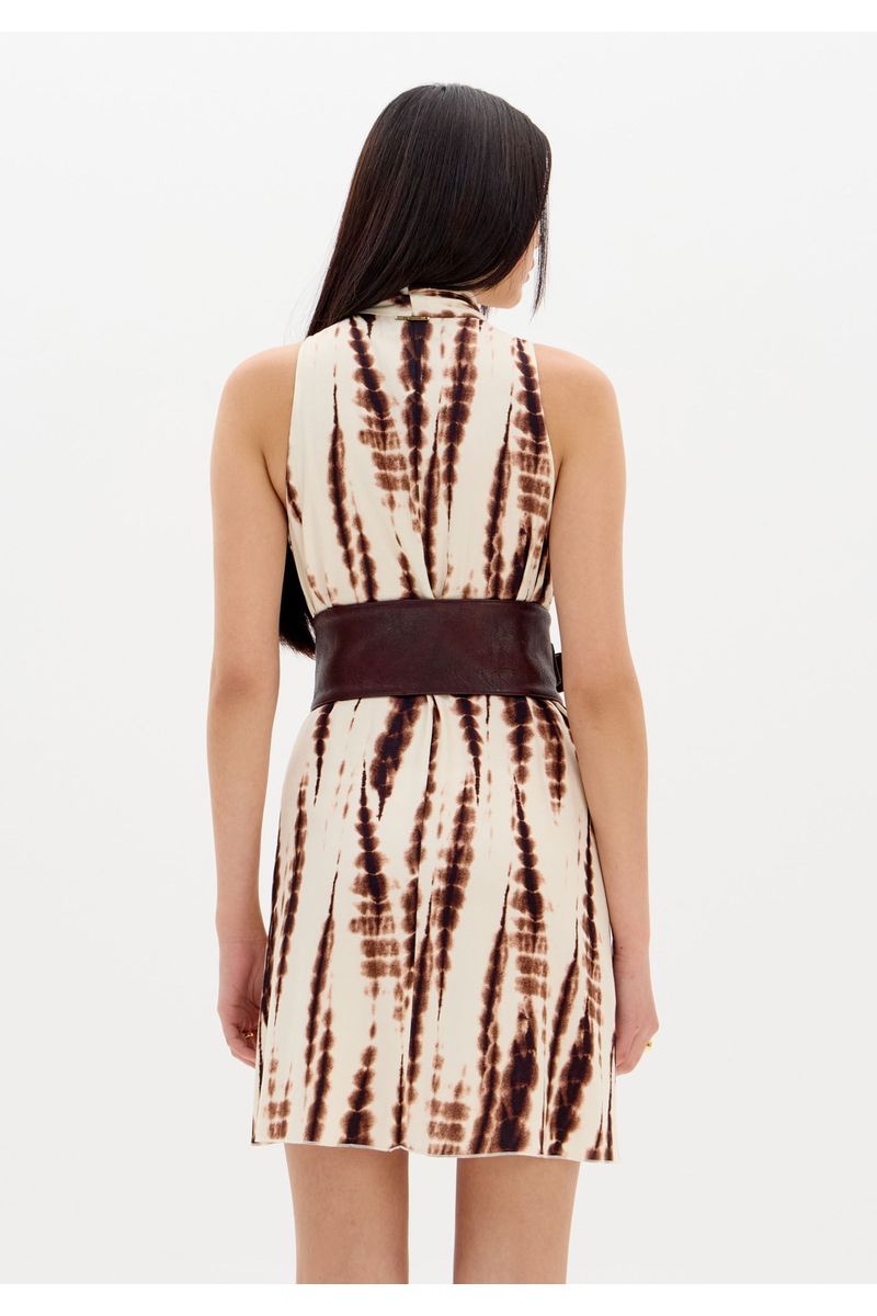 Vestido Curto Sem Manga Amplo Com Cinto