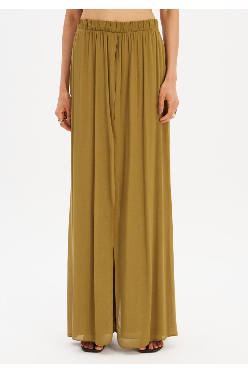 Calça Flare Ampla Com Sobreposição