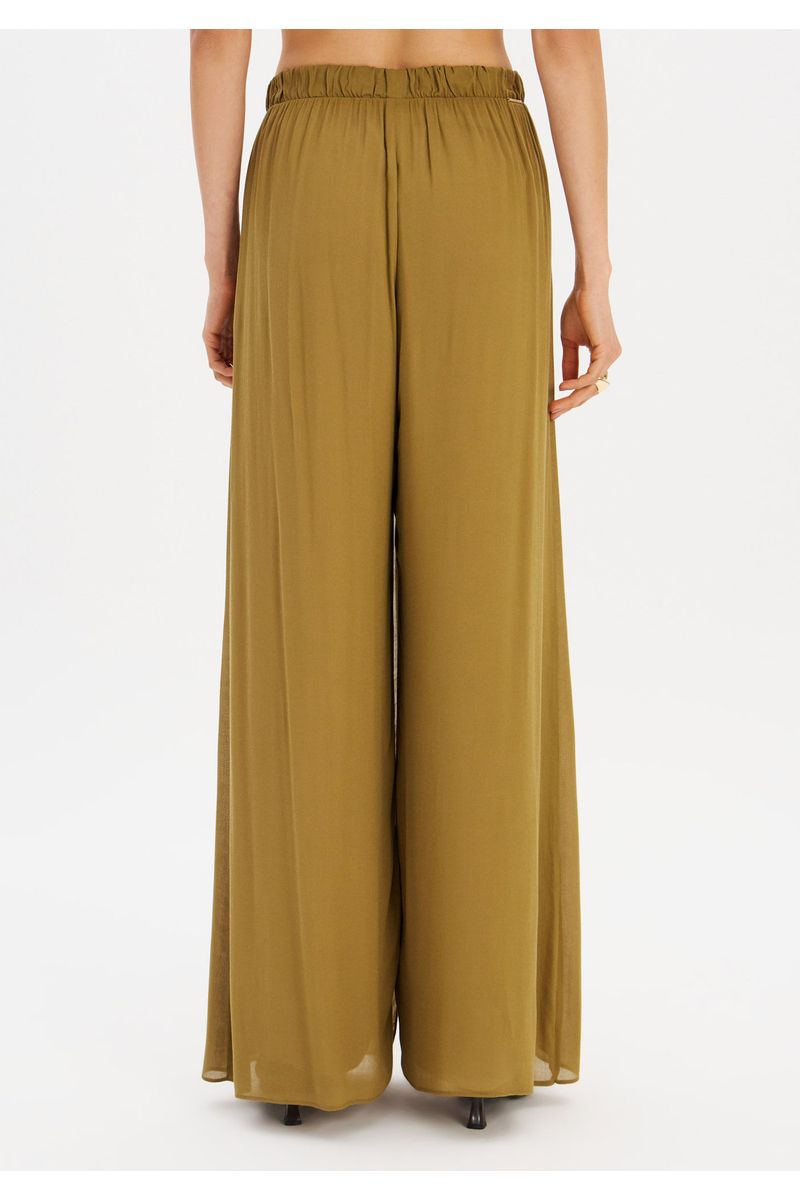 Calça Flare Ampla Com Sobreposição