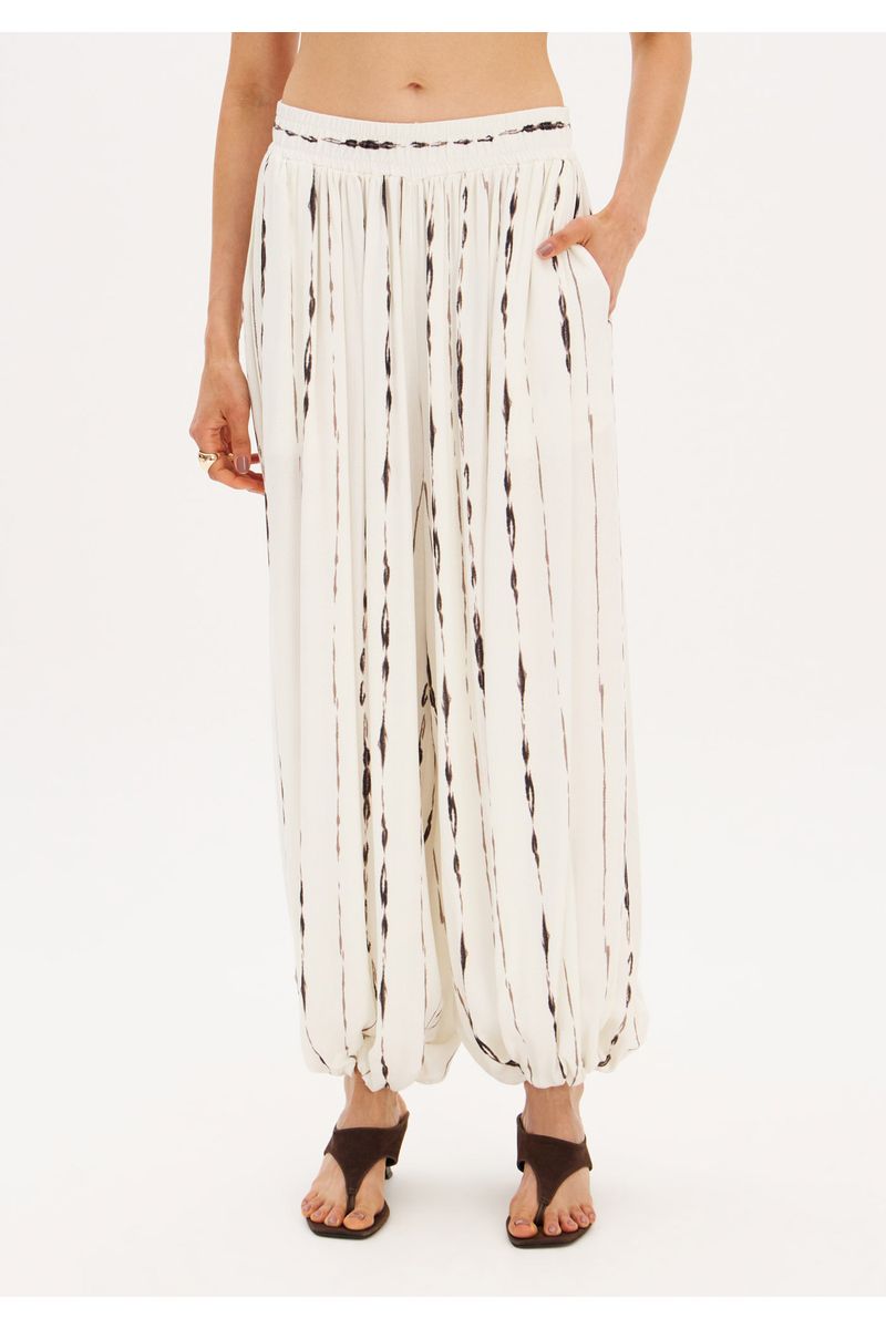 Calça Balloon Estampada Cintura Média