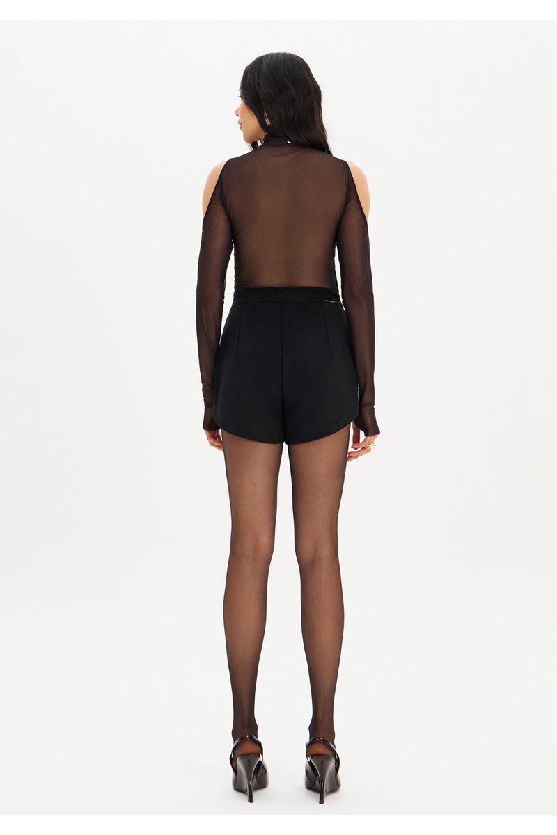 Short Hot Pants Cintura Baixa De Suede
