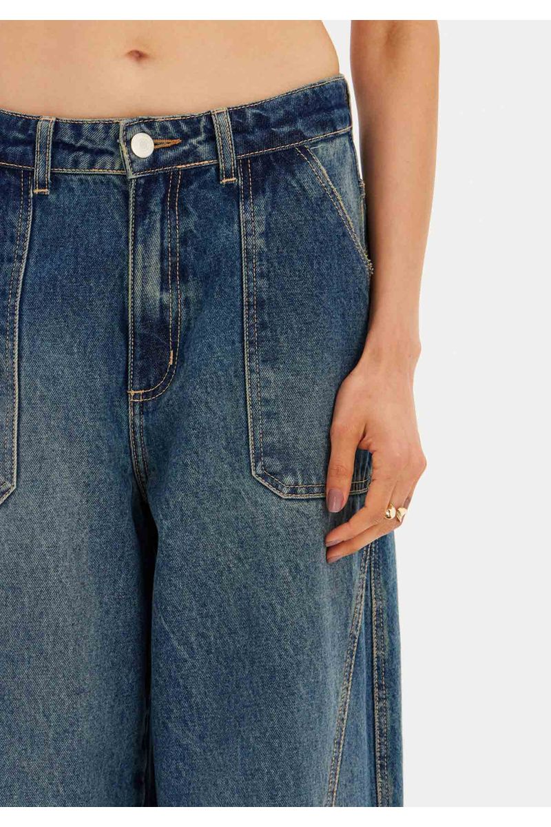 Calça Jeans Barrel Leg Cintura Média